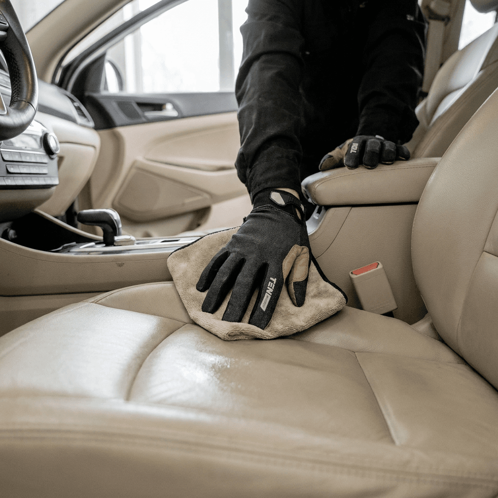 wiping leather car seats